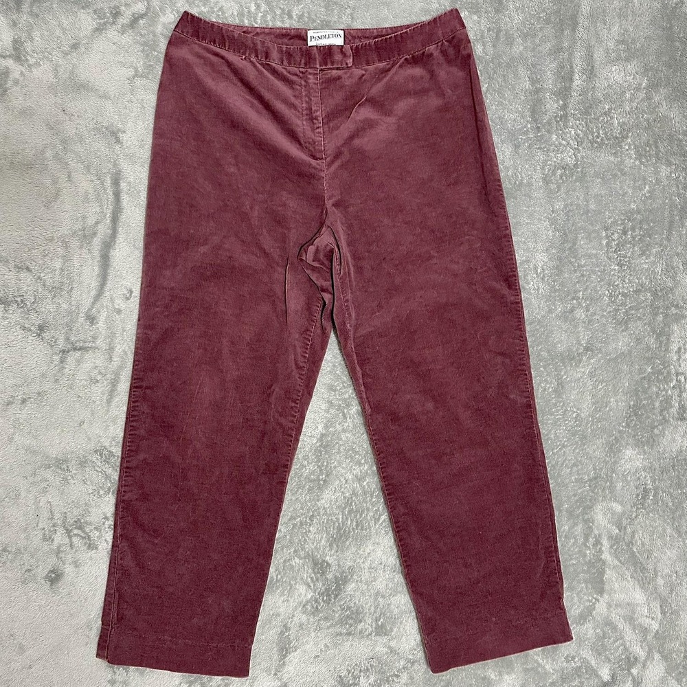 VTG Pendleton Wine Corduroy Pants Womens Sz 12 Straight Leg Ankle Workwear 90s